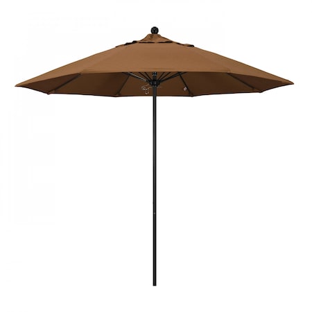 California Umbrella 9' Black Aluminum Market Patio Umbrella, Sunbrella Teak 194061335406